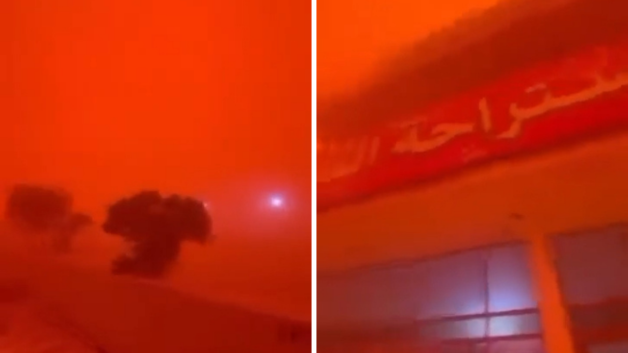 Mekke'nin ardından şimdi de Suriye'yi vurdu! Gökyüzü gündüz vakti kızıla büründü