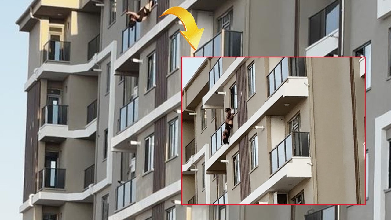 7. katta yürekleri ağza getiren anlar! Bir hamle faciayı önledi