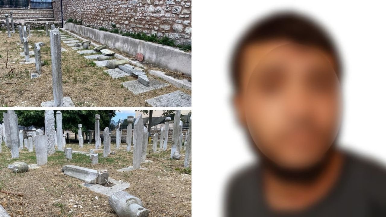 Fatih’te tarihi mezar taşlarını kıran şüpheli yakayı ele verdi!