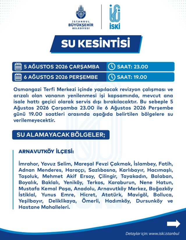 İSKİ İstanbul su kesintisi 5-6 Ağustos! İstanbulda sular ne zaman gelecek?