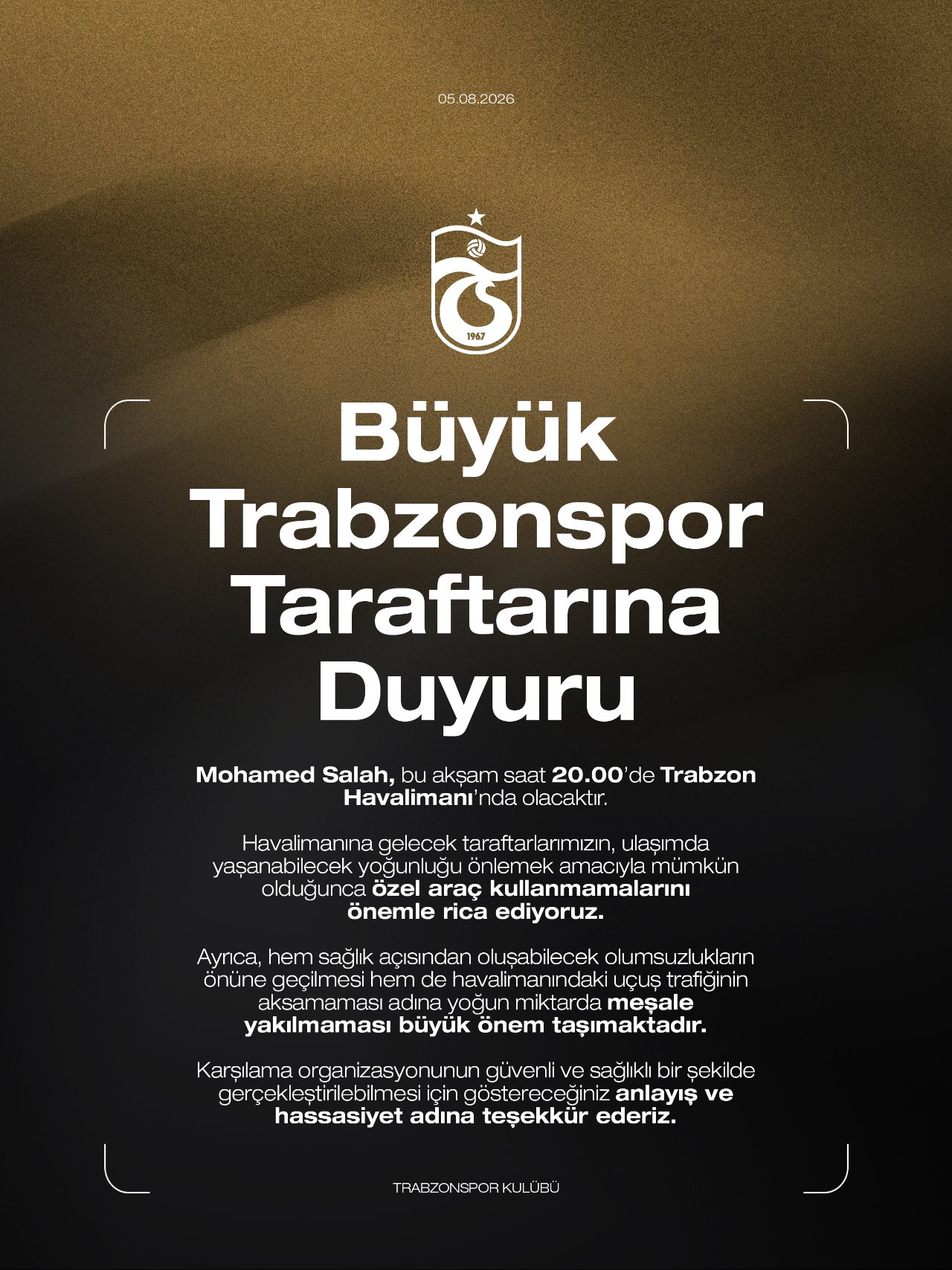 Mohamed Salah saat kaçta Trabzona gelecek? Trabzonspor Salahın Trabzon Havalimanı’nda olacağı saati duyurdu