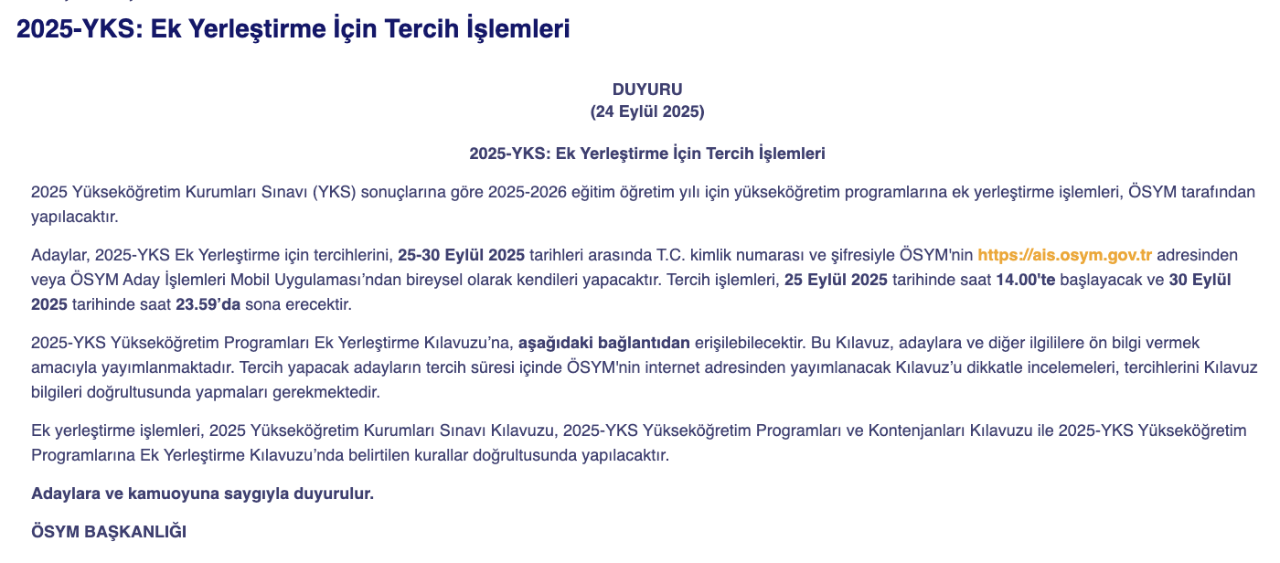 ÖSYM tercih sonuçları ne zaman açıklanacak 2026? YKS tercihleri için son gün 10 Ağustos!