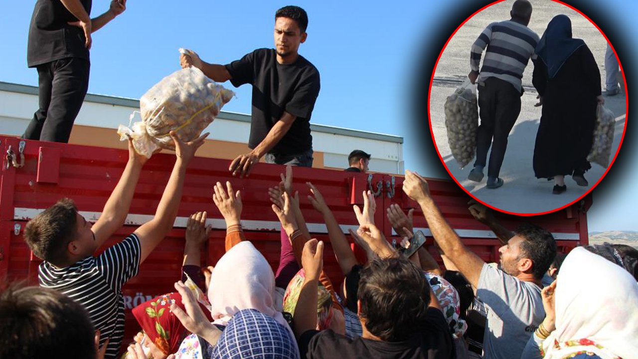 Geçen yıl çaresizlikten yapmıştı, bu yıl nedeni bambaşka! Meydanda 6 ton patatesi ücretsiz dağıttı
