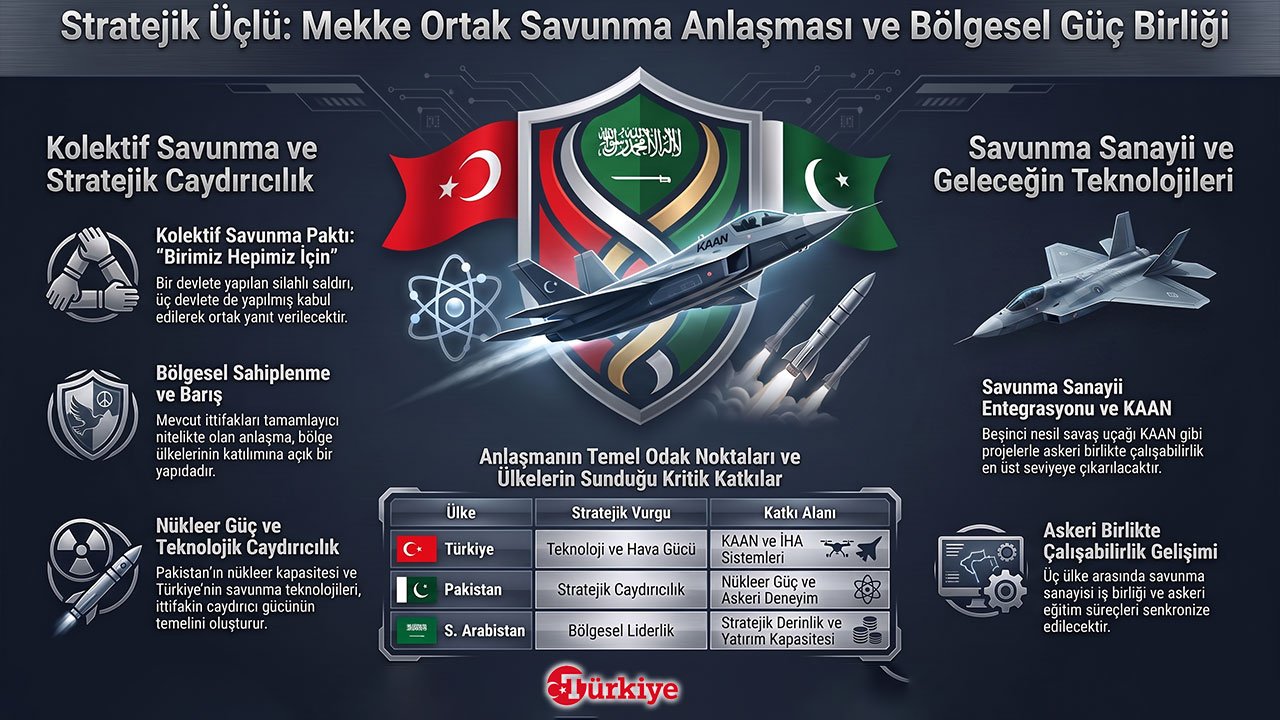 Türkiye, Suudi Arabistan ve Pakistan tarafından imzalanan Mekke Ortak Savunma Anlaşması'nın detayları belli oldu.