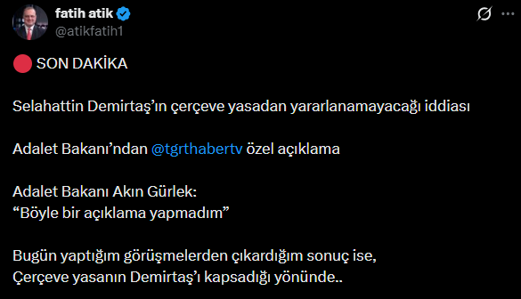 Selahattin Demirtaş çerçeve yasadan yararlanacak mı? Bakan Gürlek iddiaları yalanladı