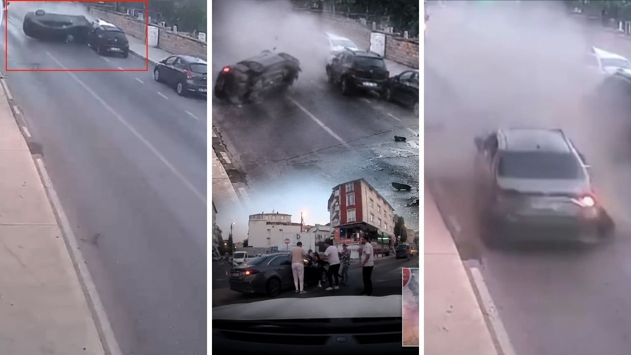 İstanbul Kartal’da dehşet anları! Otomobil 3 araca çarpıp takla attı