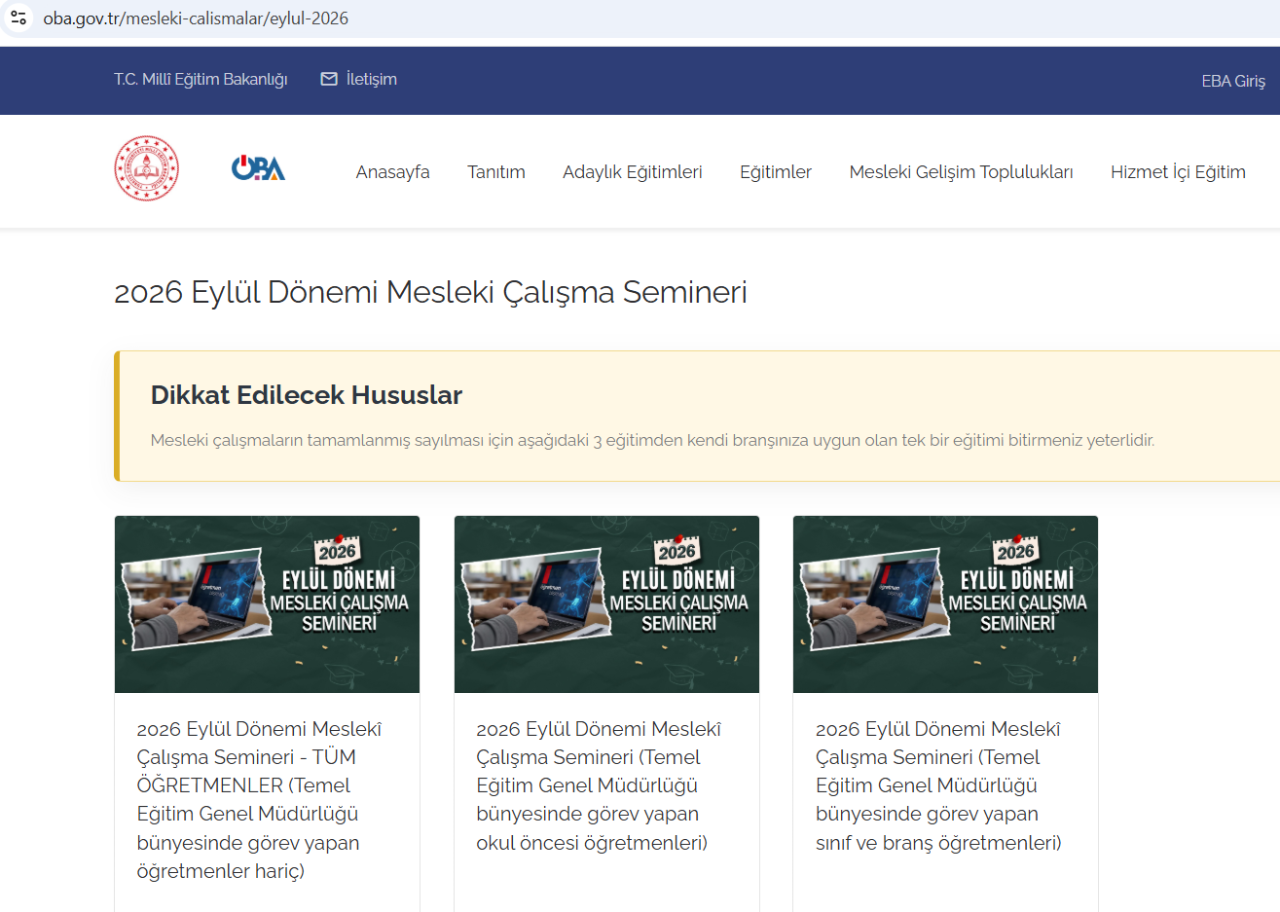 ÖBA Eylül semineri ne zaman bitiyor? Öğretmen seminerleri başladı