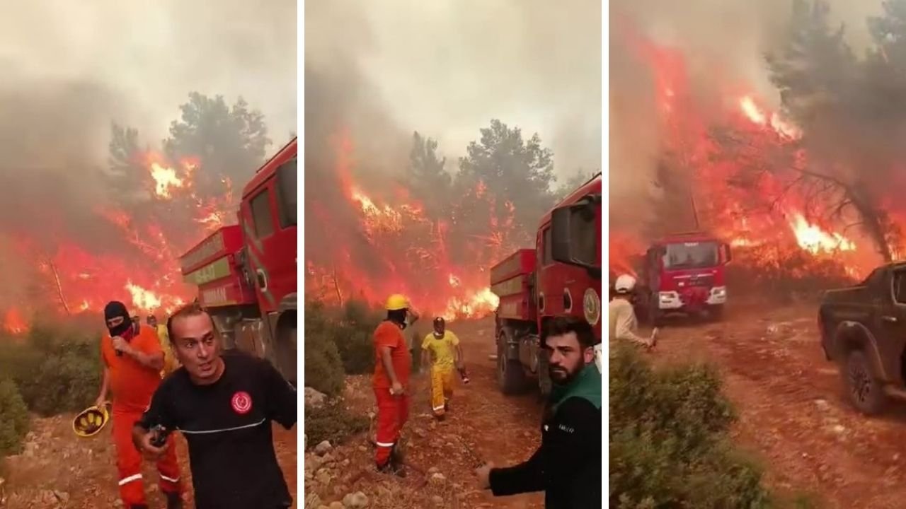 Antalya'da yürekler ağza geldi! Ekipler alevlerin arasında kalmaktan son anda kurtuldu