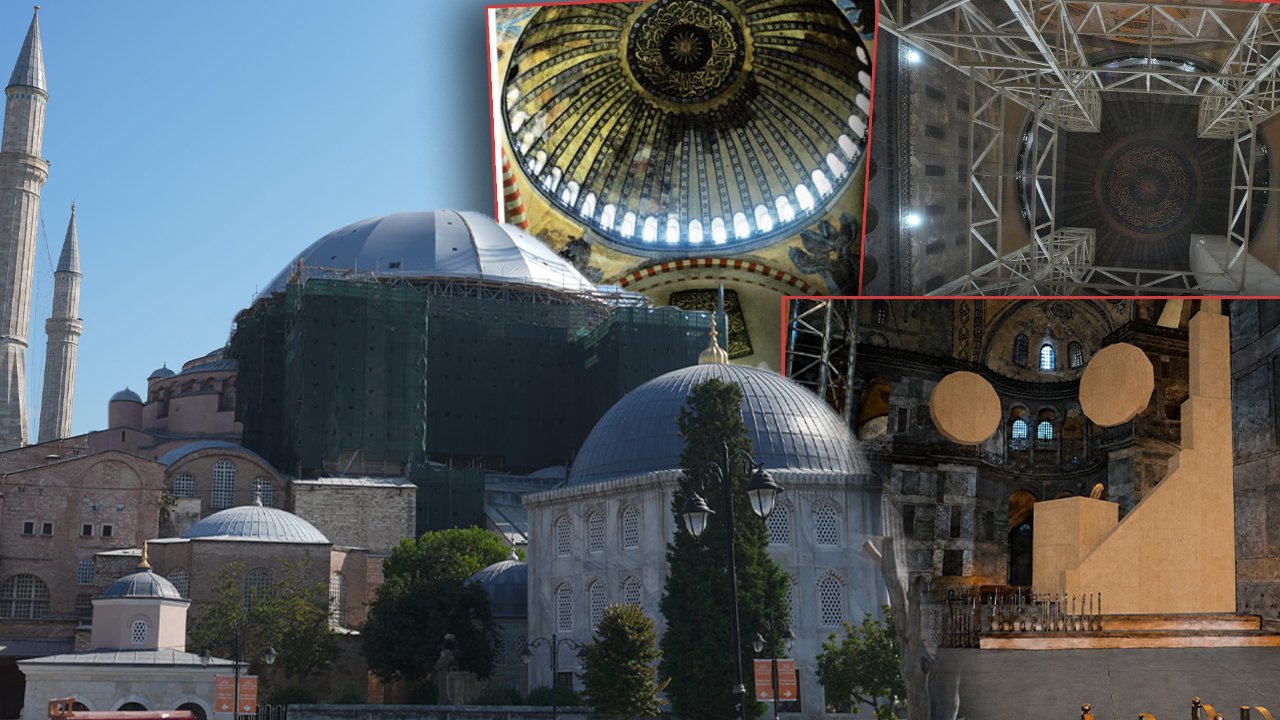 Ayasofya ziyaret yerleri geçici olarak değişiyor: Çelik platformlar kuruldu