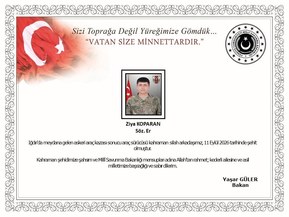 Iğdırdan acı haber! Askeri araç devrildi, 1 şehit 2 de yaralı var