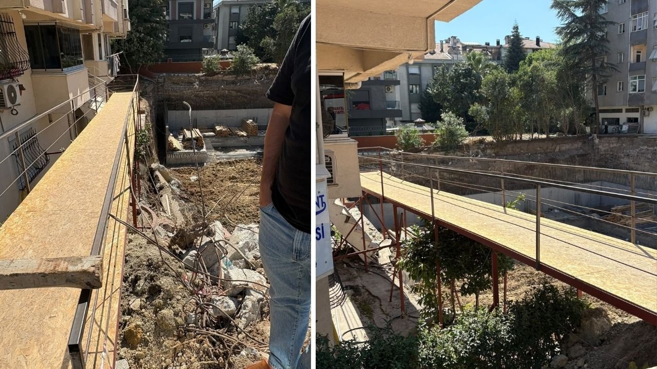 Bahçelievlerde temel kazma sırasında binanın istinat duvarı çöktü