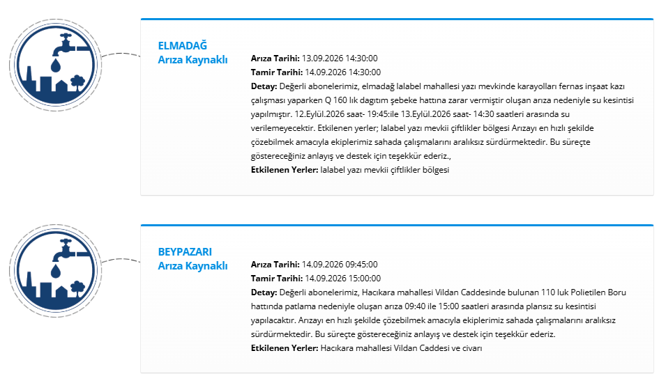 ASKİ su kesintisi programı 14 Eylül... Ankarada sular ne zaman gelecek?