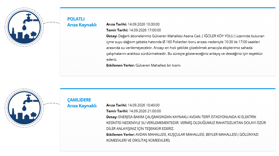 ASKİ su kesintisi programı 14 Eylül... Ankarada sular ne zaman gelecek?