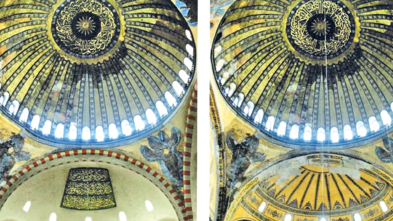 Ayasofya Bilim Kurulu Üyesi Prof. Dr. Hasan Fırat Diker’in eldeki gravürler ışığında yaptığı restitüsyon görüntüsünde de kayıp hatlar yer alıyor.