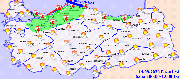 Bugün yağmur var mı? 14 Eylül Pazartesi İstanbul, Ankara, İzmir, Bursa, Antalya hava durumu
