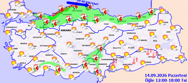 Bugün yağmur var mı? 14 Eylül Pazartesi İstanbul, Ankara, İzmir, Bursa, Antalya hava durumu