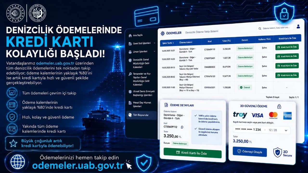 Denizcilikte dijital kolaylık! Ödemelerin yüzde 80’i internet üzerinden yapılabilecek
