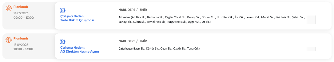 İzmir elektrik kesintisi 15-16 Eylül! GDZ Elektrik (Bornova, Urla, Buca, Bayındır, Ödemiş, Kiraz, Bergama, Menemen, Güzelbahçe, Aliağa, Tire, Çiğli, Çeşme, Karaburun, Karşıyaka, Kemalpaşa, Kınık) planlı kesinti