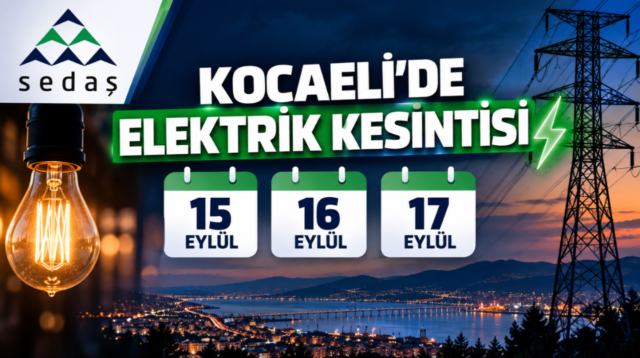 Kocaeli elektrik kesintisi 15-16-17 Eylül SEDAŞ (Kandıra, Darıca, İzmit, Gölcük, Kartepe, Gebze, Körfez) planlı kesinti