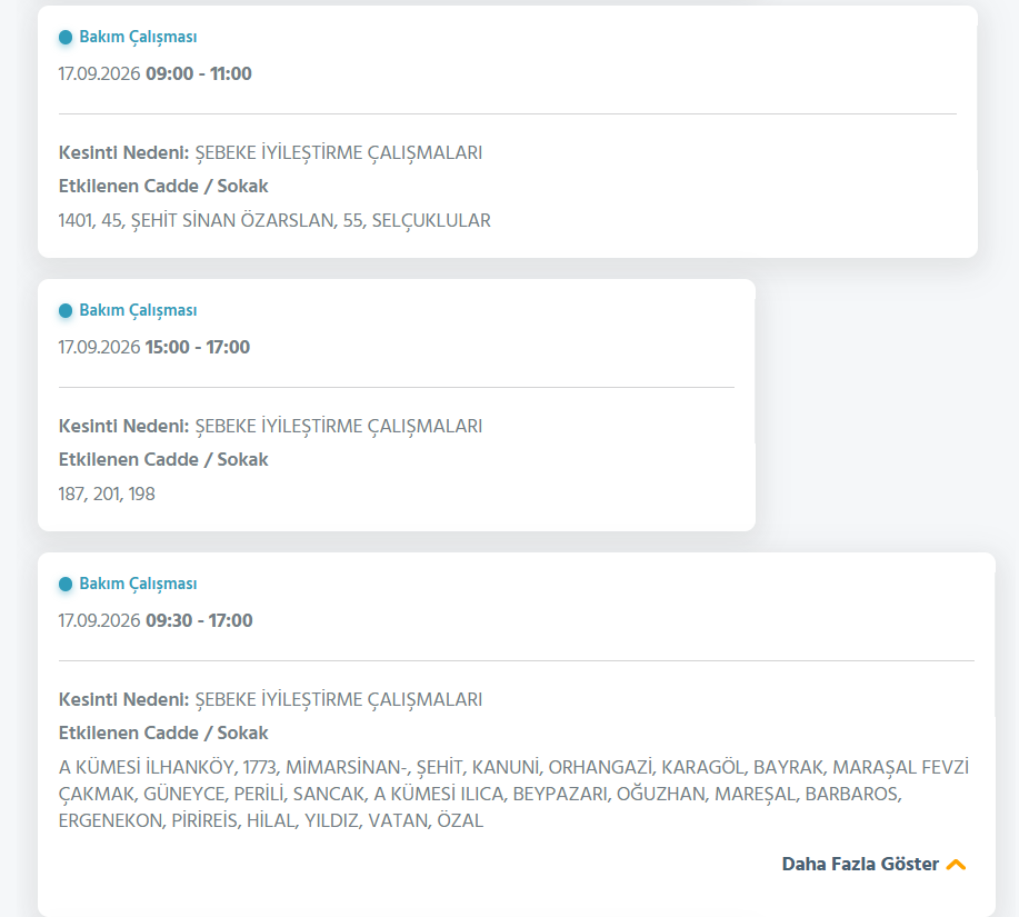 Ankara elektrik kesintisi 16-17 Eylül programı ve kesinti yaşanacak ilçeler