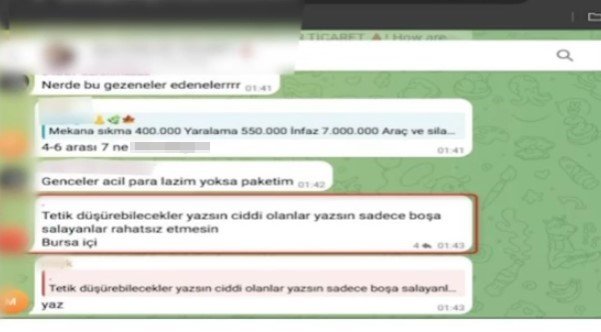 Bursada suç örgütü paylaşımlarına eş zamanlı baskın! Sosyal medyada kiralık tetikçi ilanı verdiler