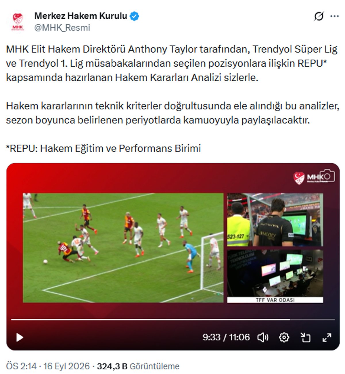 Merkez Hakem Kurulu'nun paylaşımı