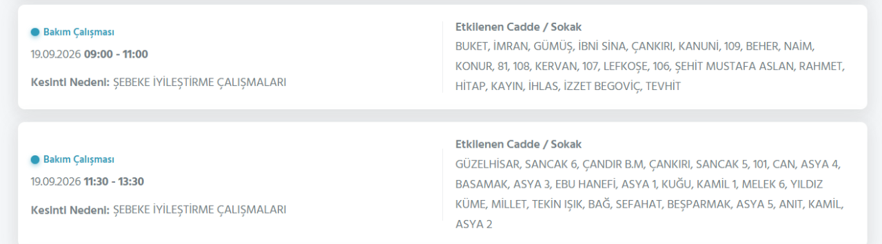Ankara elektrik kesintisi 18-19 Eylül! Başkent EDAŞ Ankarada elektrik kesintisi yaşanan ilçeler