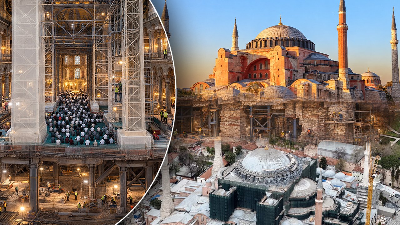 Ayasofya'nın görünmeyen tünellerinde restorasyon var! Bakan Ersoy'dan dikkat çeken açıklamalar 