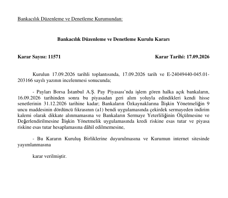 BDDKdan bankalara hisse geri alımında kolaylık! Yıl sonuna kadar uygulanacak