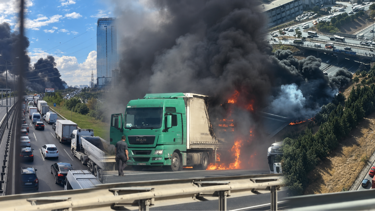 Esenyurt TEM Otoyolu’nda tır yangını