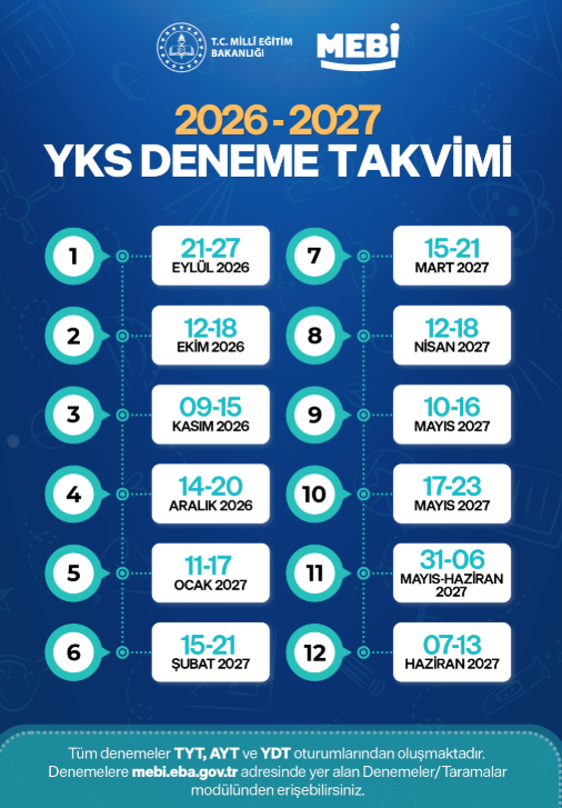 MEBİ YKS ve LGS deneme takvimi paylaşıldı! Türkiye geneli 12 YKS ve 10 LGS denemesi yapılacak