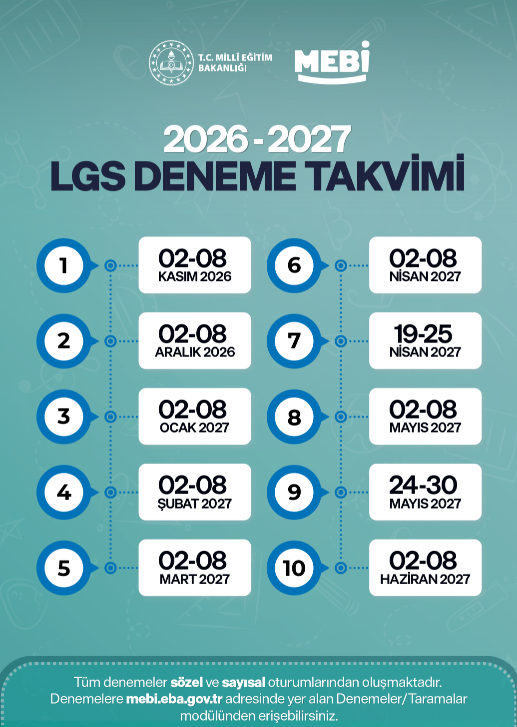 MEBİ YKS ve LGS deneme takvimi paylaşıldı! Türkiye geneli 12 YKS ve 10 LGS denemesi yapılacak