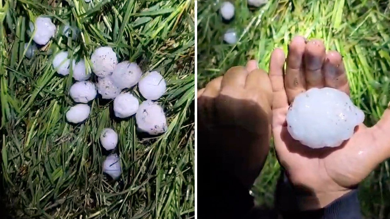 Yumruk büyüklüğünde dolu yağdı! Tarım arazileri zarar gördü
