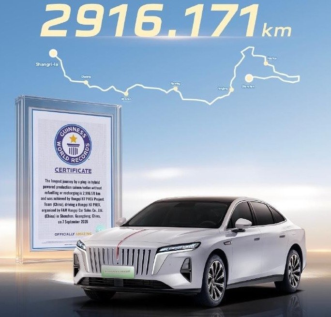 Tek depo ve şarjla 2.916 kilometre gitti: Hibrit sedandan yeni Guinness rekoru