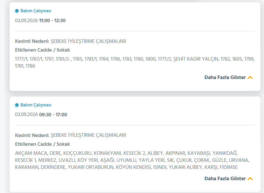 Ankara elektrik kesintisi 2-3 Eylül! Ankara'da elektrikler ne zaman gelecek?