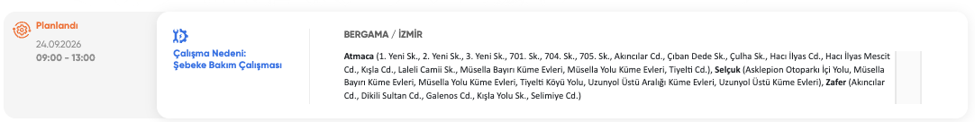 İzmir elektrik kesintisi 23-24-25 Eylül GDZ Elektrik (Bayındır, Tire, Ödemiş, Seferihisar, Aliağa, Çeşme, Kınık, Urla, Bornova, Buca, Dikili, Kiraz, Karşıyaka)