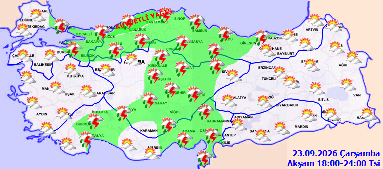 Türkiye’nin havası bir anda değişti! Haritada kırmızı çoğalıyor, Meteoroloji’den 20 ile sağanak uyarısı
