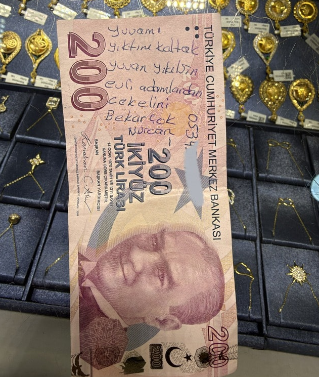 Aldatılan kadın böyle intikam aldı! 200 TLlik banknotun üzerine yazılanlar gündem oldu