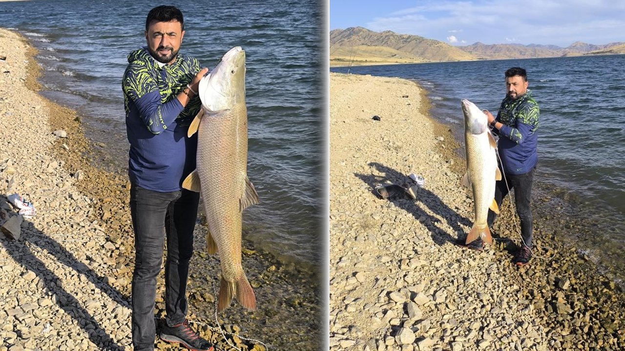 Baraj gölünde 30 kiloluk turna balığı yakaladı