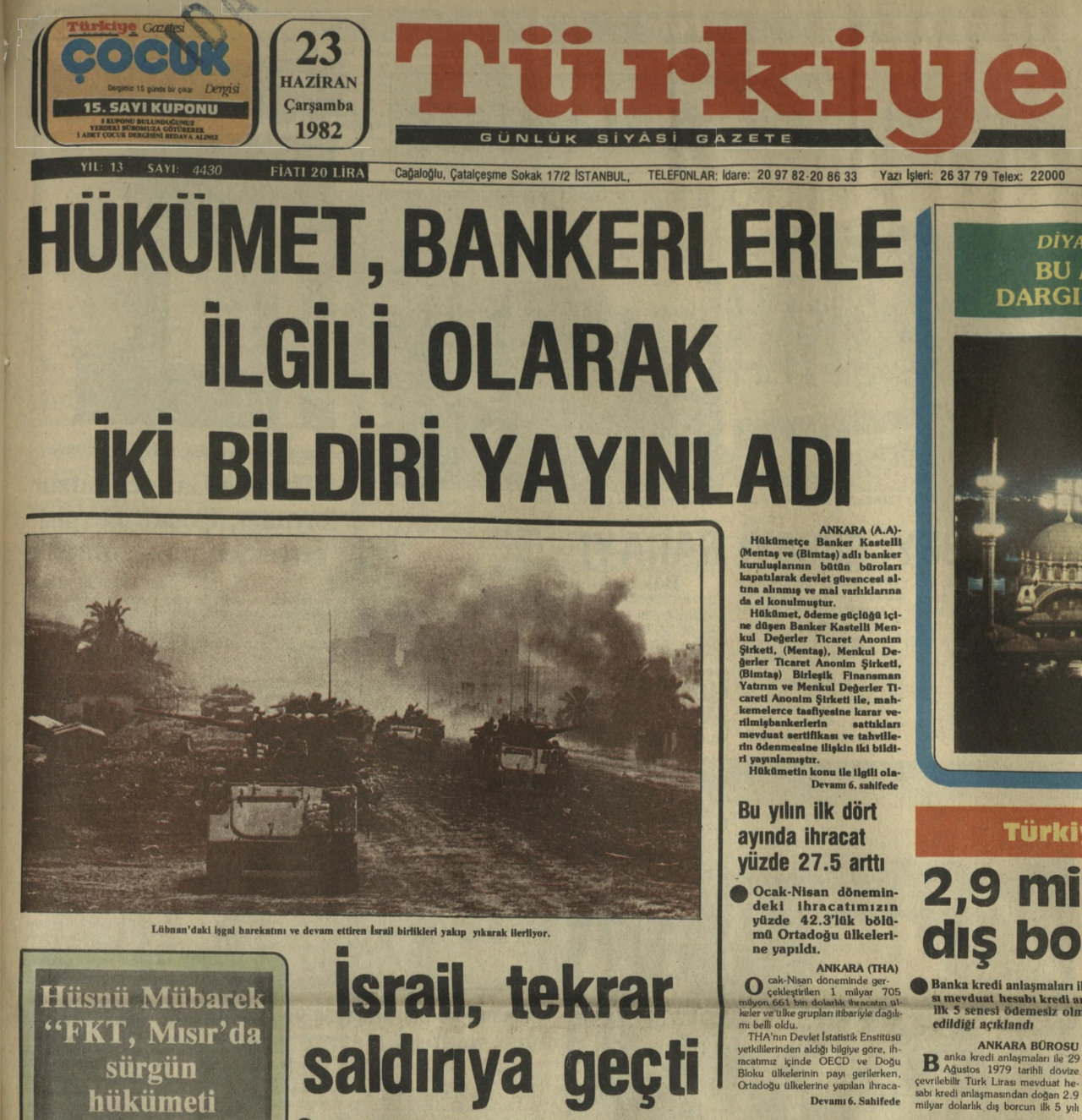 23 Haziran 1982 - Türkiye gazetesi