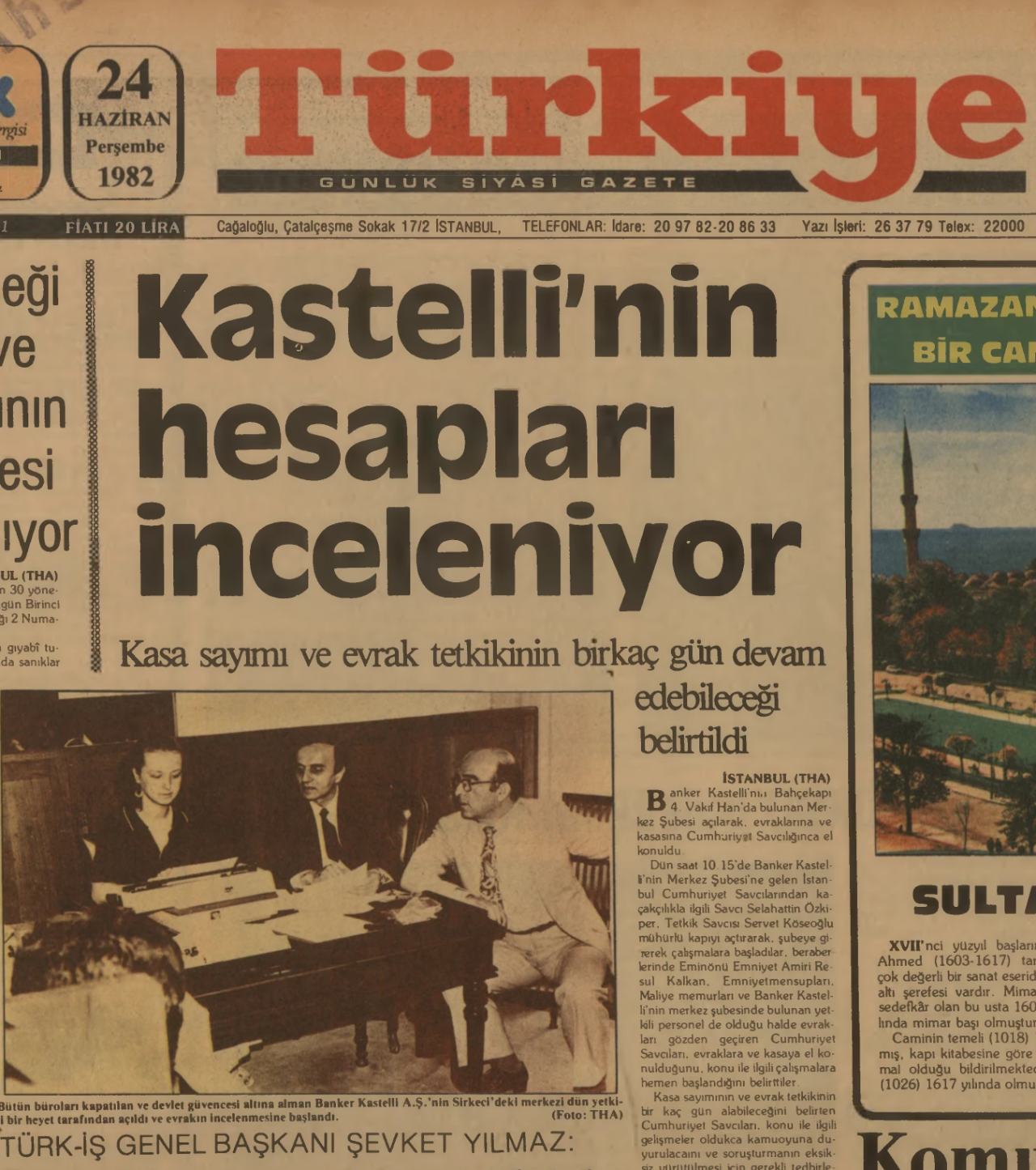 24 Haziran 1982 - Türkiye gazetesi