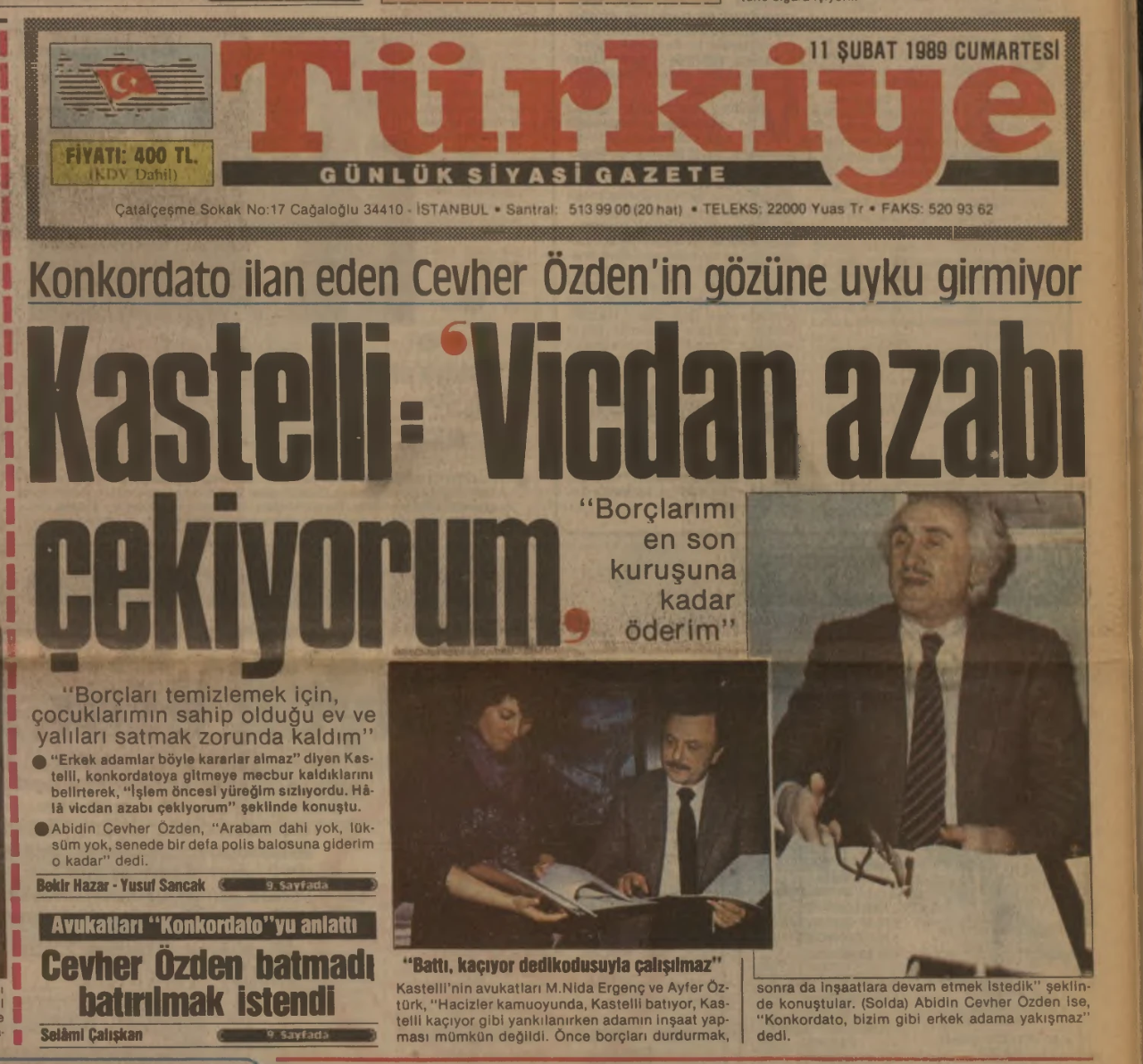 11 Şubat 1989 - Türkiye gazetesi