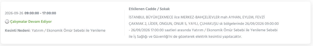 İstanbul elektrik kesintisi 26-27-28 Eylül BEDAŞ (Arnavutköy, Beyoğlu, Güngören, Sarıyer, Bağcılar, Esenyurt, Avcılar, Küçükçekmece, Bayrampaşa, Silivri, Şişli, Sultangazi, Bahçelievler)