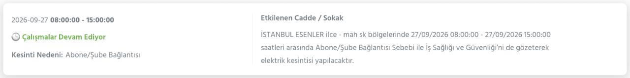 İstanbul elektrik kesintisi 26-27-28 Eylül BEDAŞ (Arnavutköy, Beyoğlu, Güngören, Sarıyer, Bağcılar, Esenyurt, Avcılar, Küçükçekmece, Bayrampaşa, Silivri, Şişli, Sultangazi, Bahçelievler)