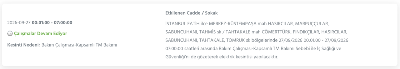İstanbul elektrik kesintisi 26-27-28 Eylül BEDAŞ (Arnavutköy, Beyoğlu, Güngören, Sarıyer, Bağcılar, Esenyurt, Avcılar, Küçükçekmece, Bayrampaşa, Silivri, Şişli, Sultangazi, Bahçelievler)