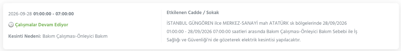 İstanbul elektrik kesintisi 26-27-28 Eylül BEDAŞ (Arnavutköy, Beyoğlu, Güngören, Sarıyer, Bağcılar, Esenyurt, Avcılar, Küçükçekmece, Bayrampaşa, Silivri, Şişli, Sultangazi, Bahçelievler)