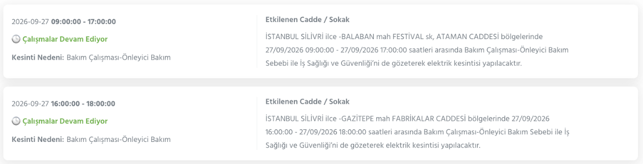 İstanbul elektrik kesintisi 26-27-28 Eylül BEDAŞ (Arnavutköy, Beyoğlu, Güngören, Sarıyer, Bağcılar, Esenyurt, Avcılar, Küçükçekmece, Bayrampaşa, Silivri, Şişli, Sultangazi, Bahçelievler)