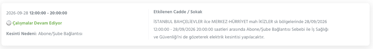 İstanbul elektrik kesintisi 26-27-28 Eylül BEDAŞ (Arnavutköy, Beyoğlu, Güngören, Sarıyer, Bağcılar, Esenyurt, Avcılar, Küçükçekmece, Bayrampaşa, Silivri, Şişli, Sultangazi, Bahçelievler)
