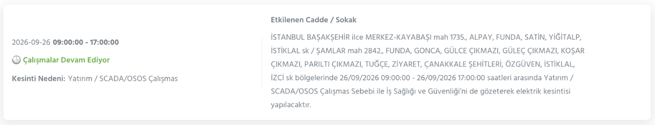 İstanbul elektrik kesintisi 26-27-28 Eylül BEDAŞ (Arnavutköy, Beyoğlu, Güngören, Sarıyer, Bağcılar, Esenyurt, Avcılar, Küçükçekmece, Bayrampaşa, Silivri, Şişli, Sultangazi, Bahçelievler)