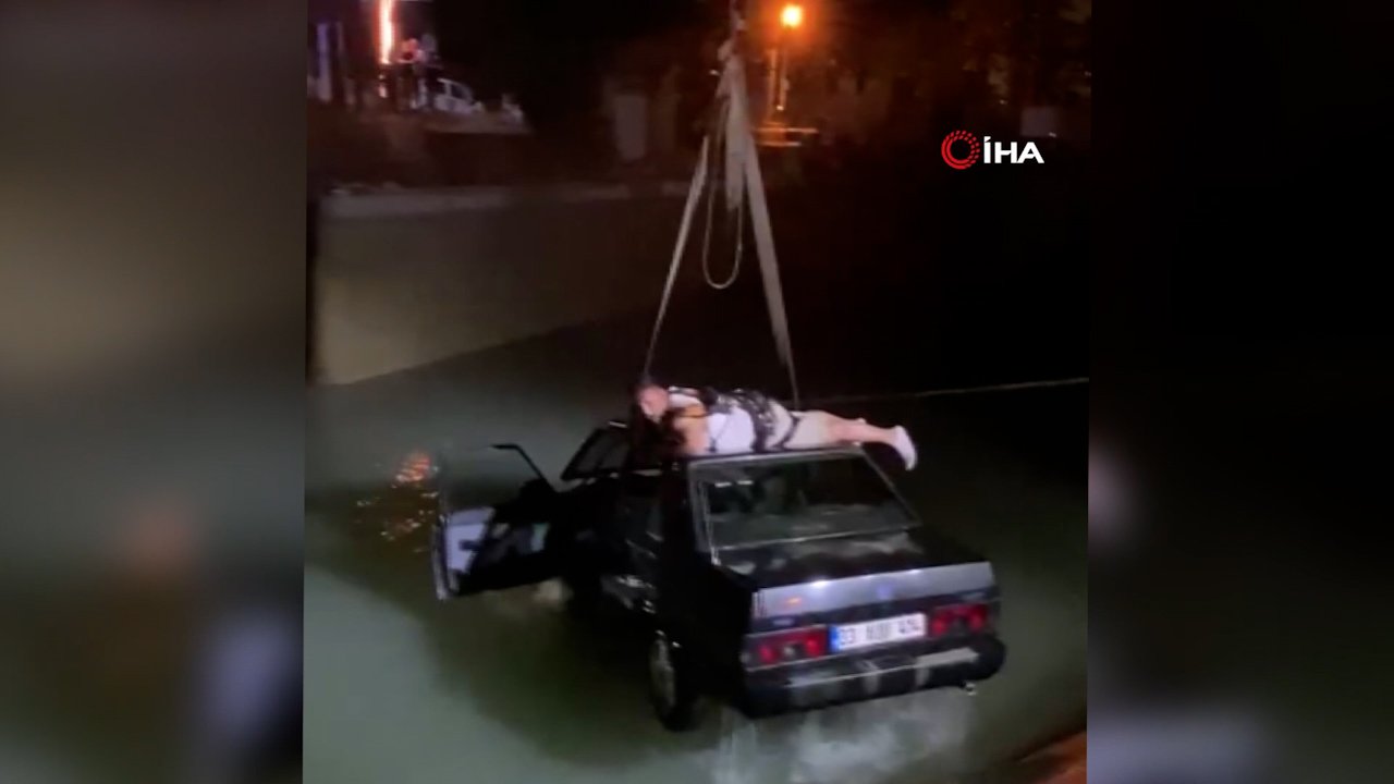 Silifke’de nefes kesen kurtarma! Vince bağlanıp suya gömülen araca indi